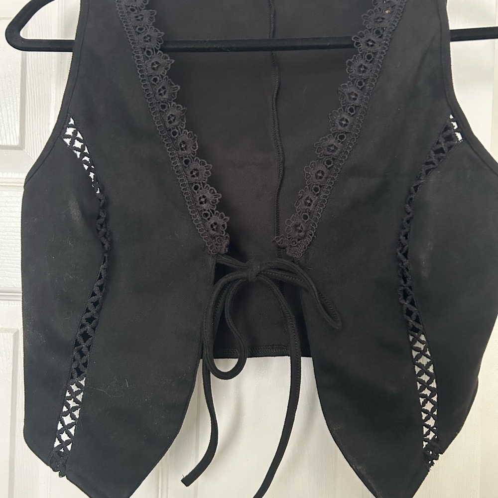 Black Lace-Up Vest